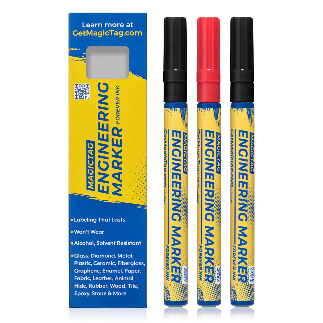 Alcohol, Solvent Proof Markers | Laboratory, Industrial, & Hospital Use | Extra Fine Point | 3 Per Pack: 1 Red & 2 Black
