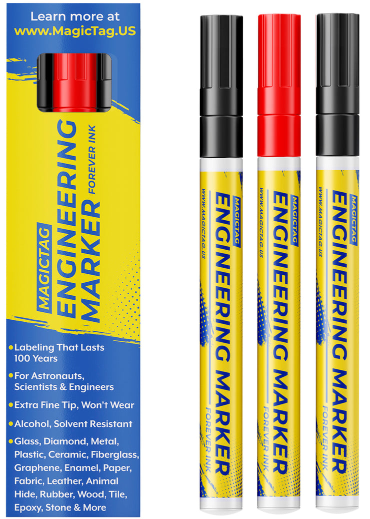Alcohol-Resistant Markers | Laboratory, Industrial, & Hospital Use | Extra Fine Point | 3 Per Pack: 1 Red & 2 Black